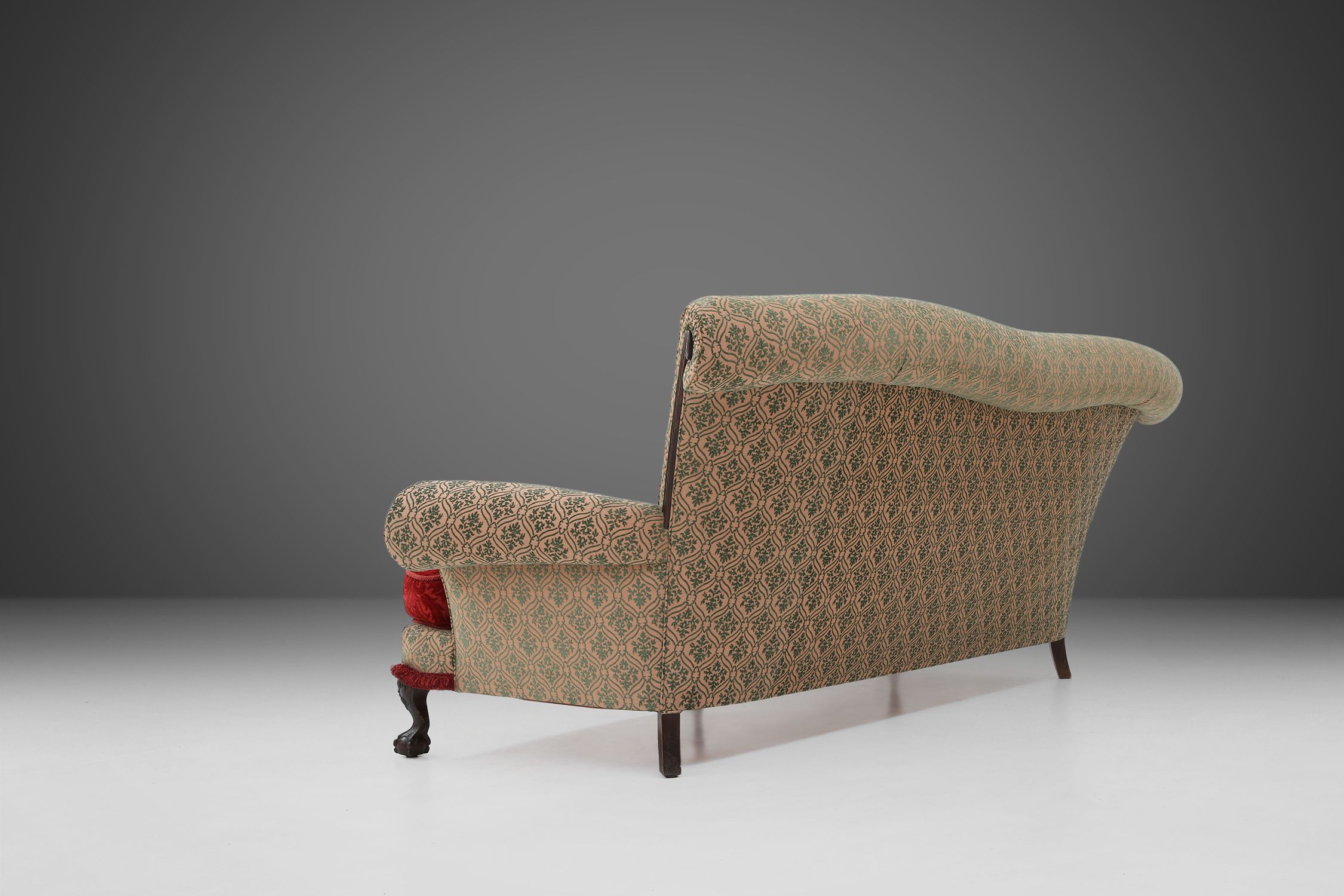 Extra large Victorian sofa and ottoman 1890thumbnail